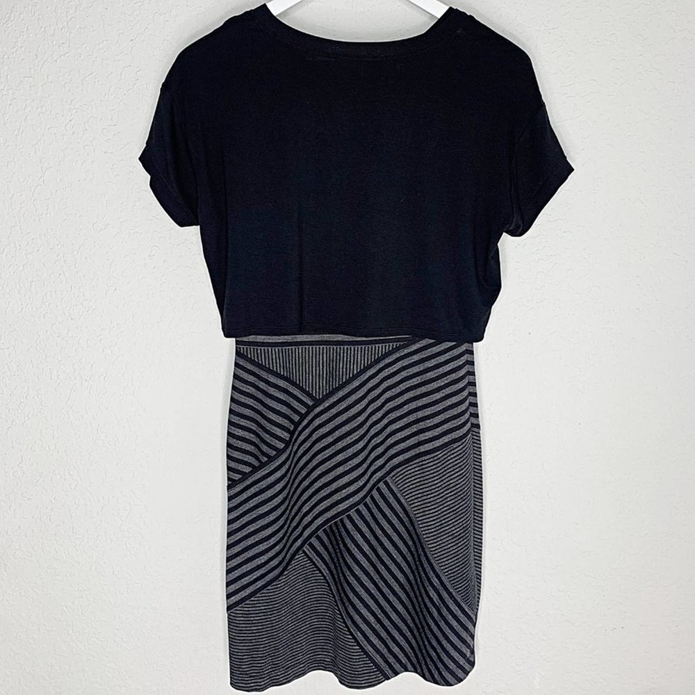 BCBGMAXAZRIA 2-Piece Striped Contrast Sheath Dress in Black & Grey - Picture 3 of 6
